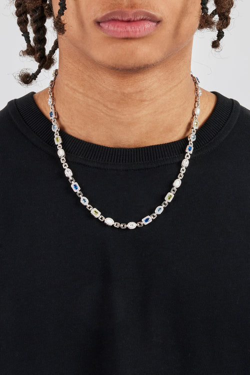 Iced Mixed Gemstone & Opal Link Chain - 6mm