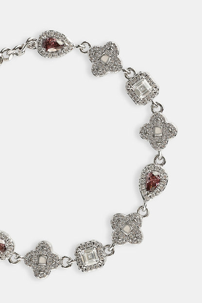 Iced Pink Multi Gemstone Cuban Bracelet - 3mm