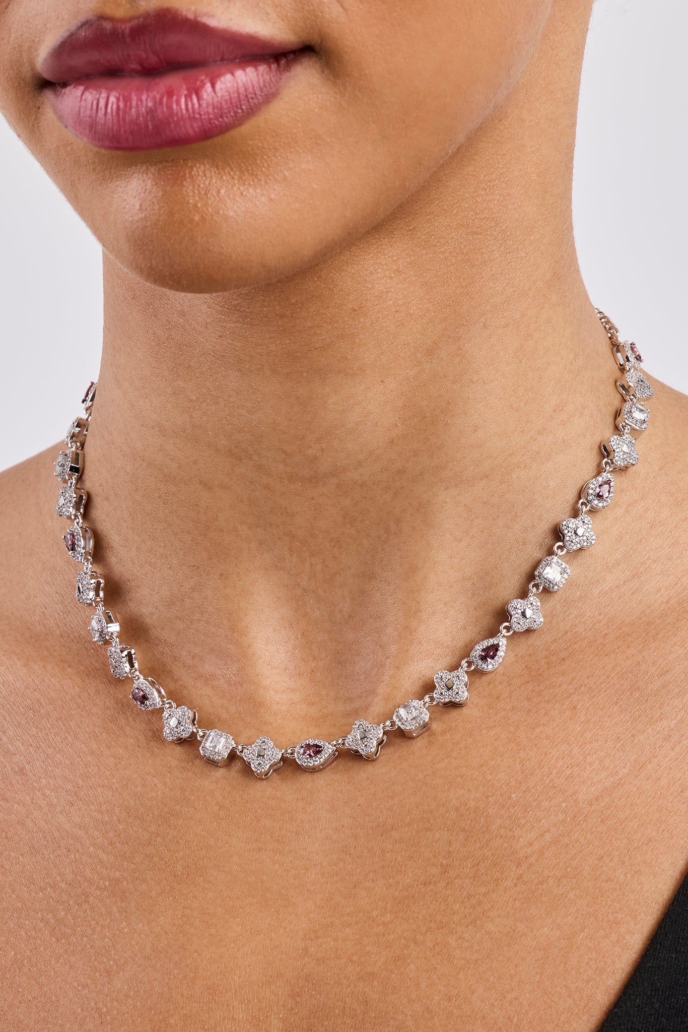 Iced Pink Multi Gemstone Cuban Chain - 3mm