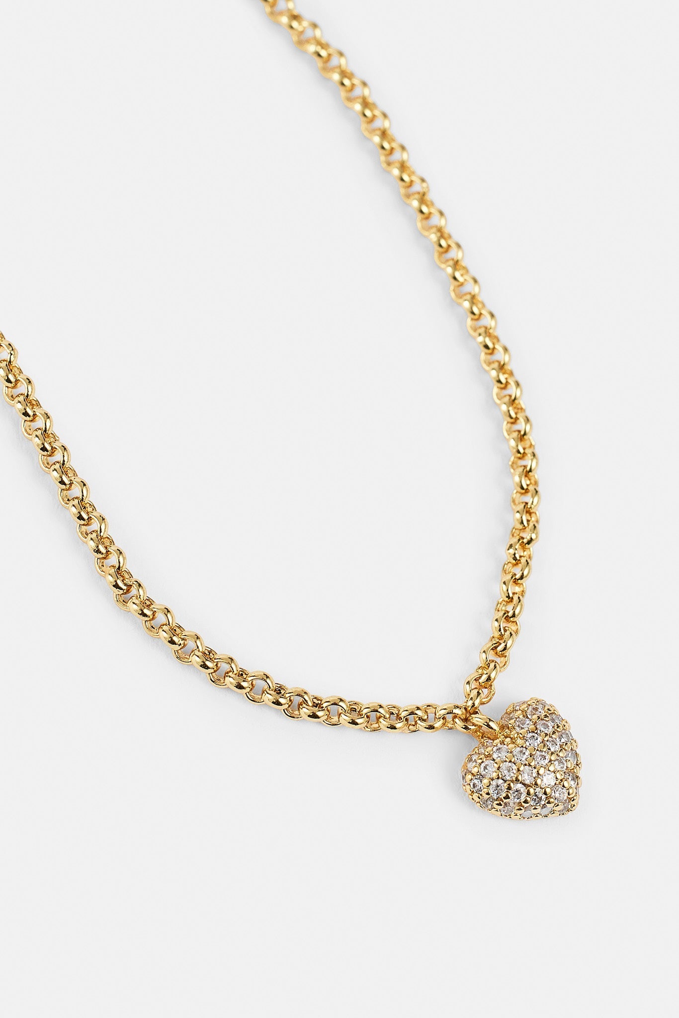 Iced Pave Heart Micro Necklace - 6mm - Gold