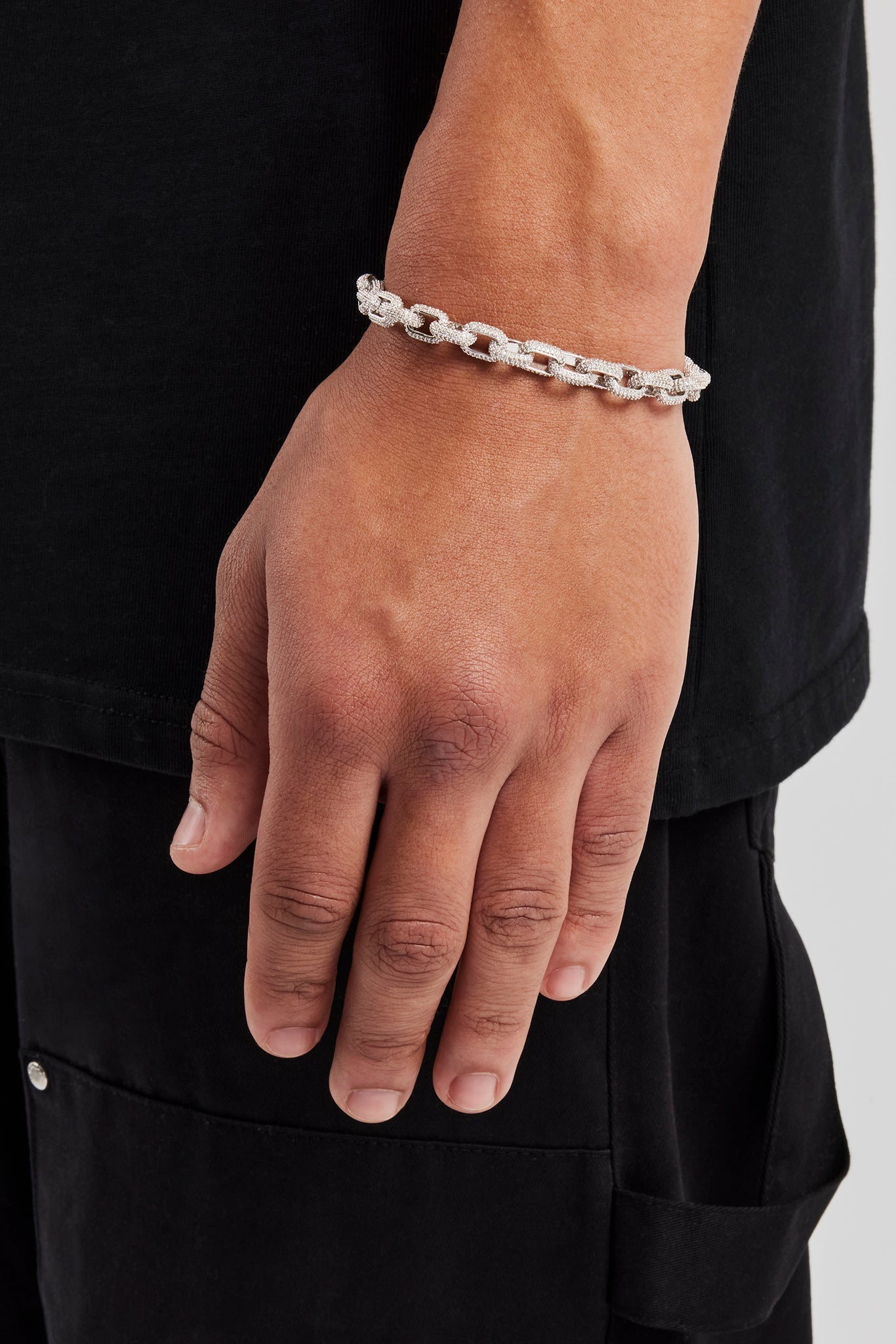 Iced Pave CZ Link Bracelet - 6mm