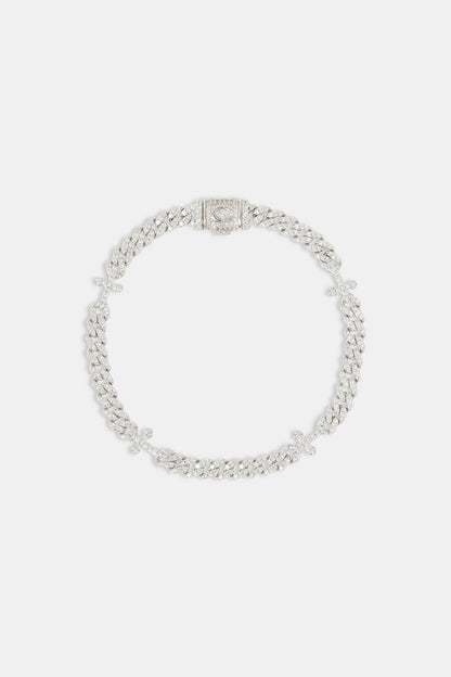 Iced Cross Cuban Bracelet - 5mm - White