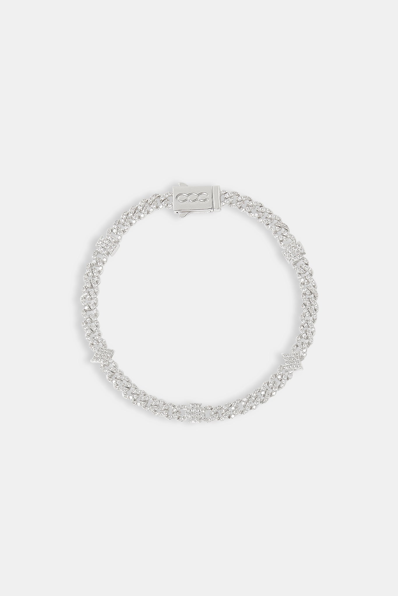 Iced Cross & Star Motif Cuban Bracelet - 6mm