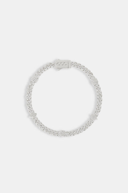 Iced Cross & Star Motif Cuban Bracelet - 6mm