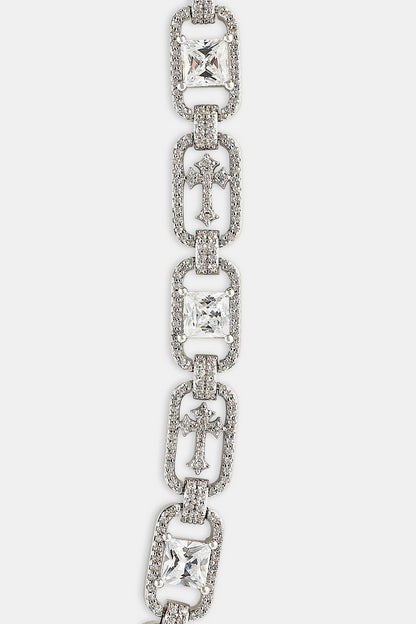 Iced Stone & Cross Link Chain - 8mm