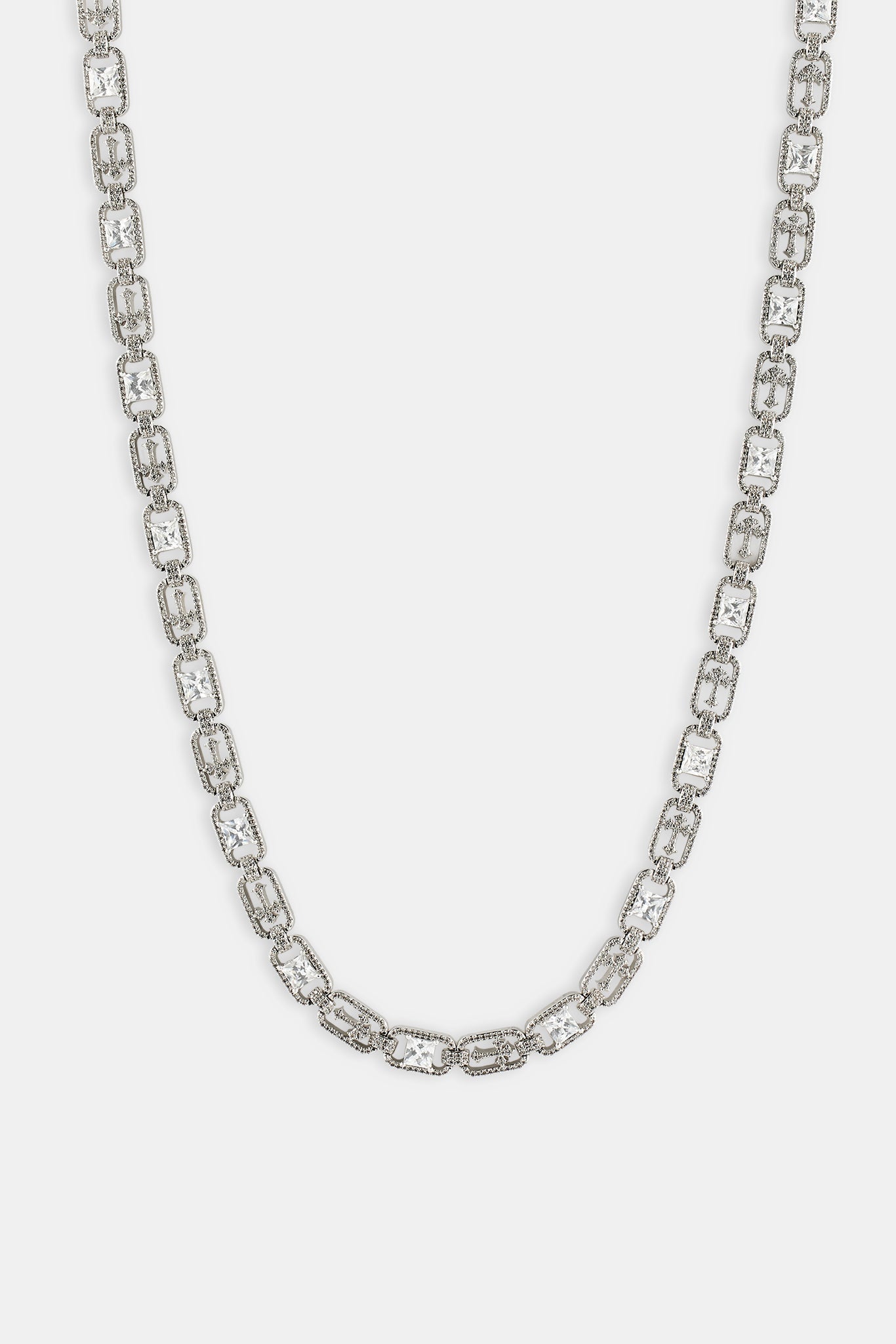 Iced Stone & Cross Link Chain - 8mm