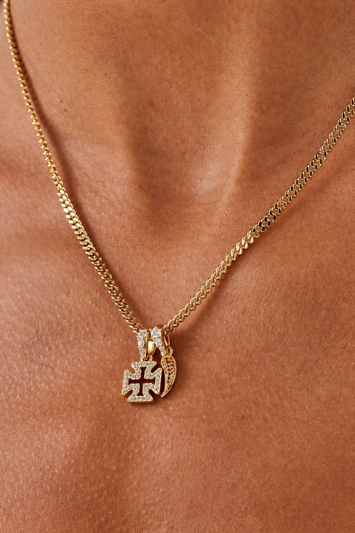 Micro Iced Cross & Chilli Necklace - 10mm
