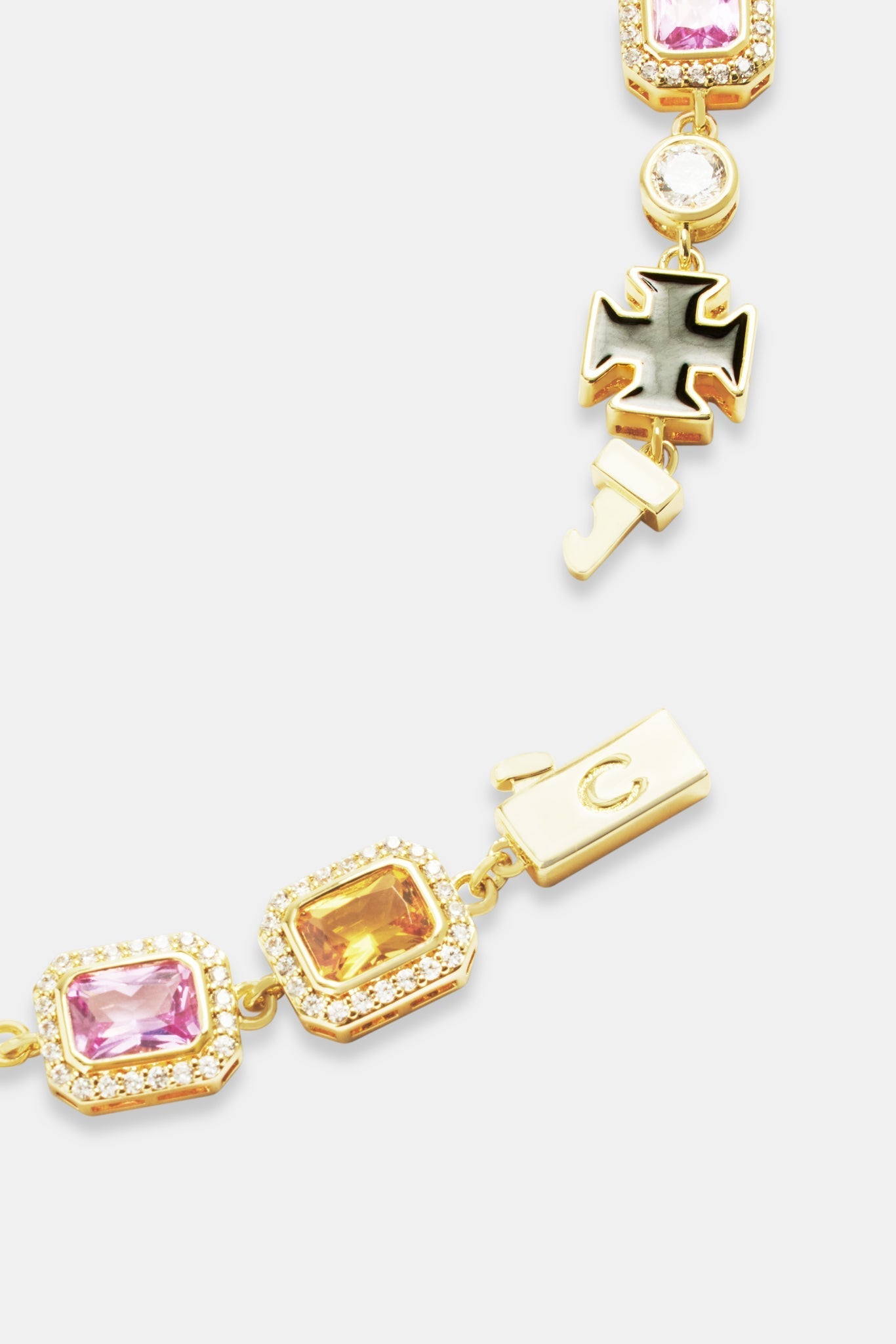 Multi Gemstone Motif Necklace - Gold - 10mm