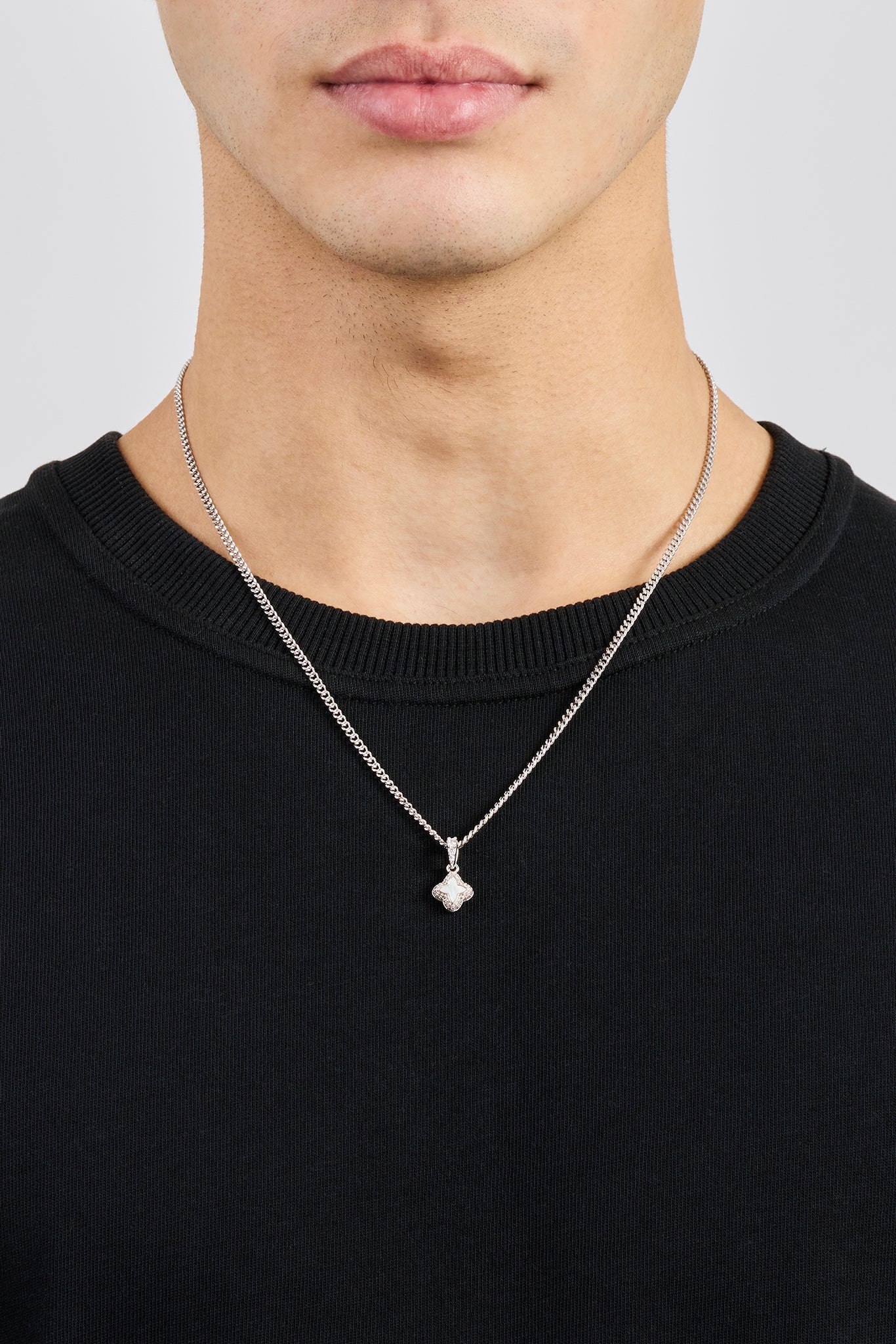 Mother of Pearl Motif Cuban Necklace - 10mm