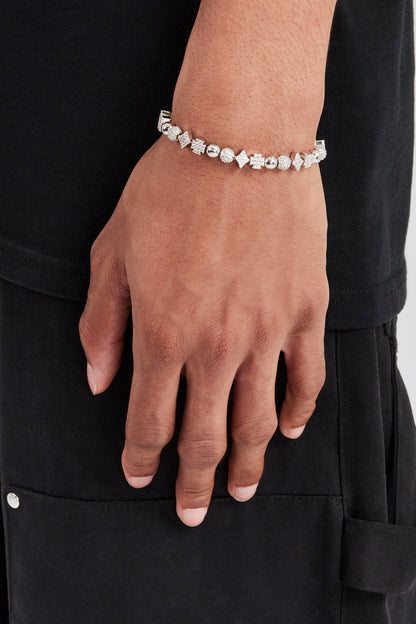 Polished & Iced Bead Motif Bracelet - 6mm