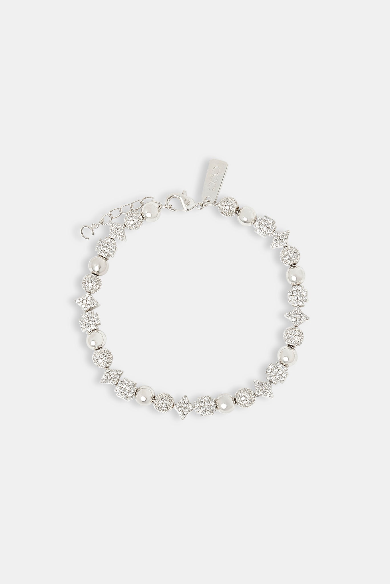 Polished & Iced Bead Motif Bracelet - 6mm