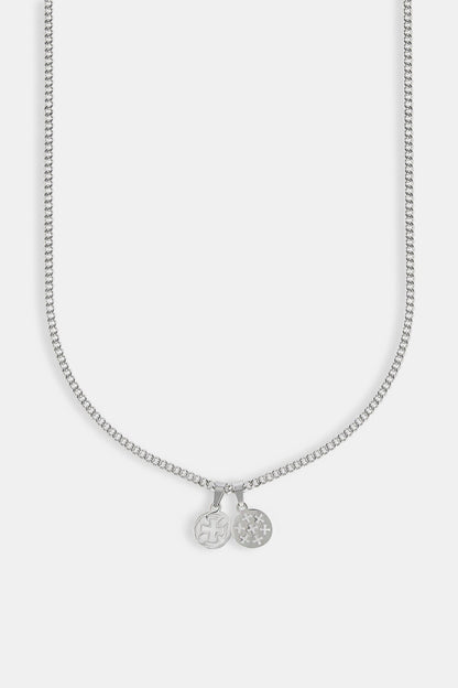 Polished Double Cross Disc Necklace - 10mm