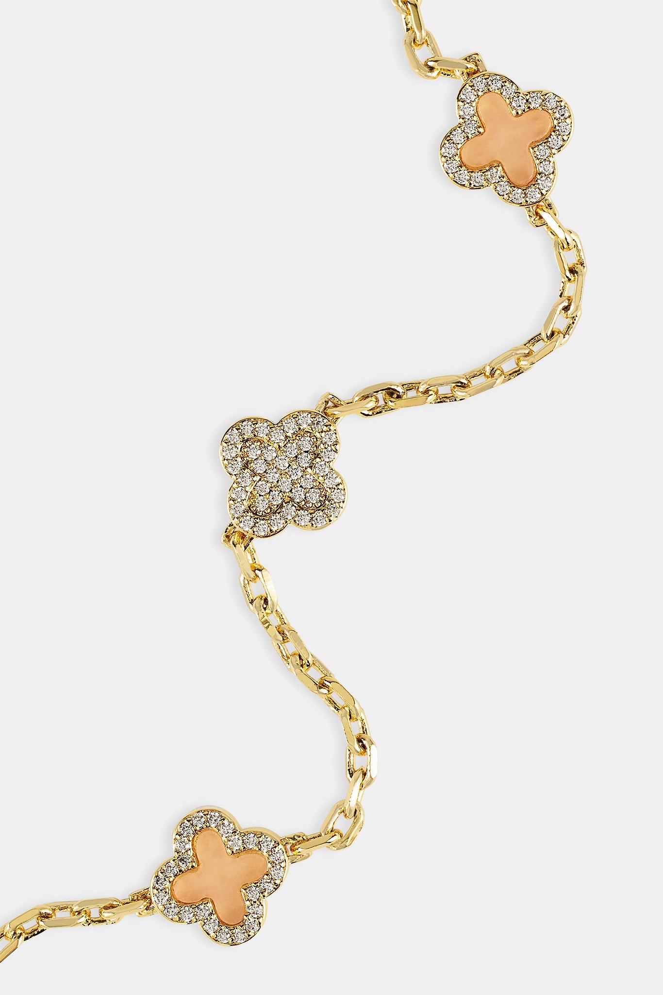 Pink Agate & Iced Motif Rolo Bracelet - 10mm