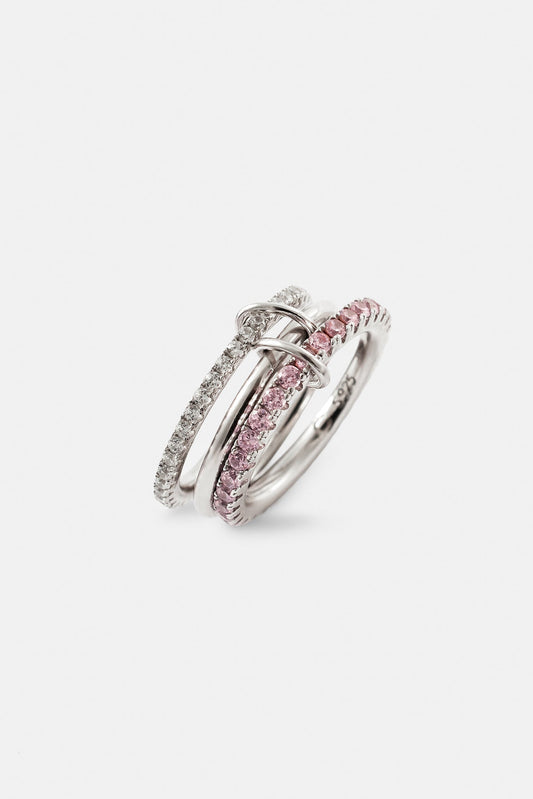Pink & Clear Polished & Iced Mix Ring - 8mm