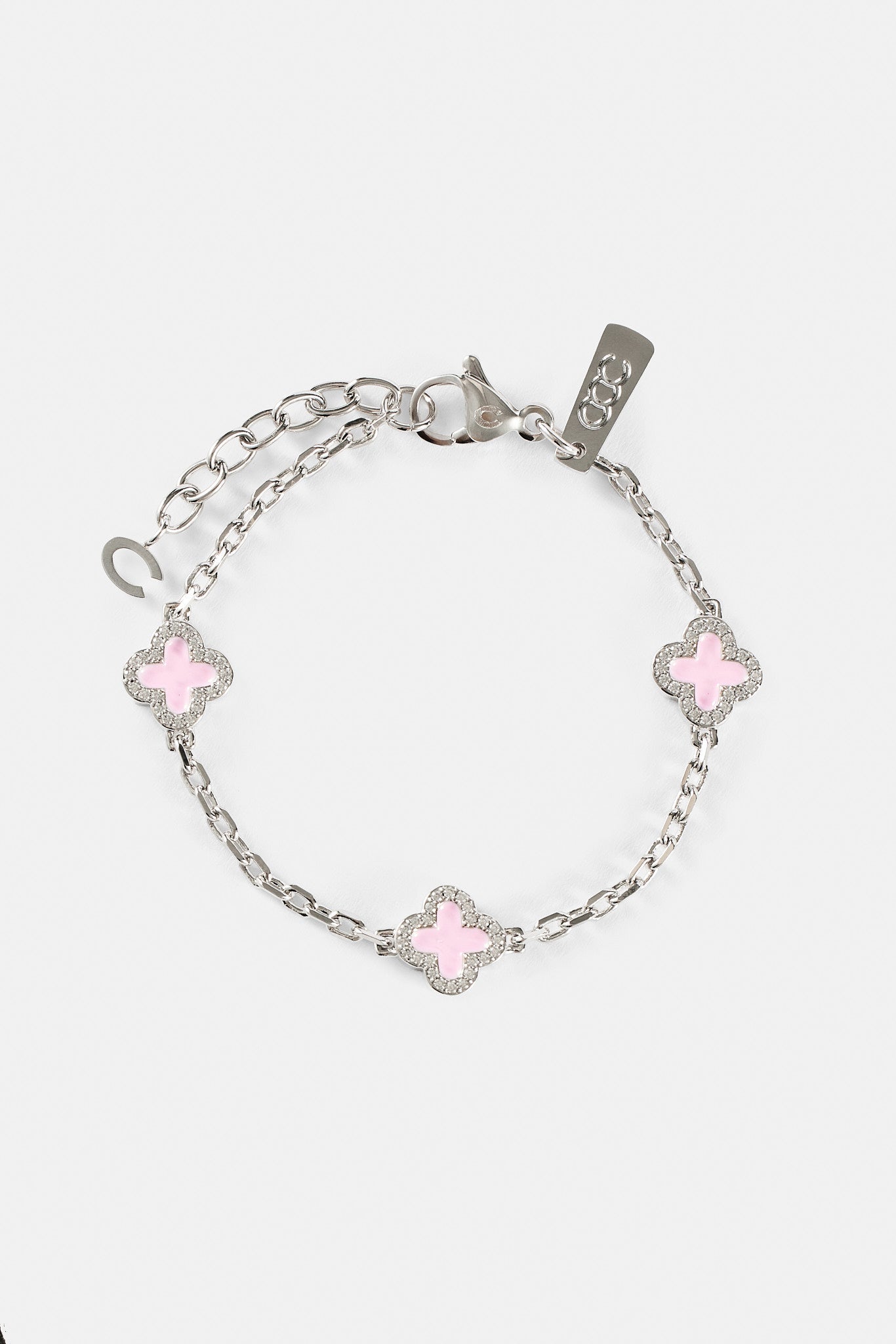 Pink Enamel Motif Rolo Link Bracelet - 10mm