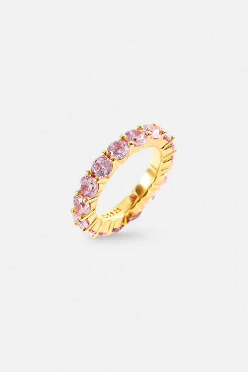 Pink Round Stone Tennis Ring - 4mm