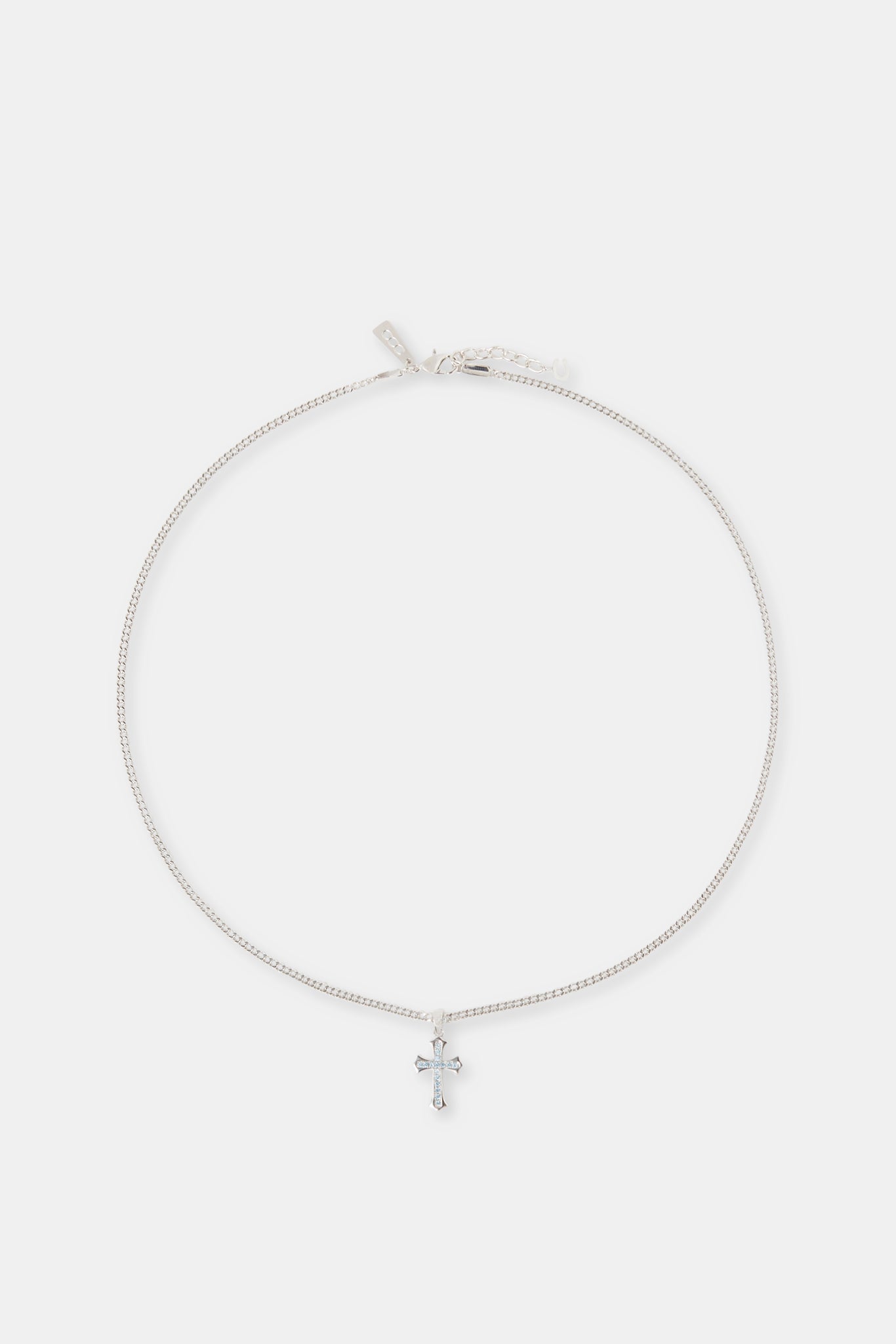 Polished Edge Blue Iced Cross Cuban Necklace - 25mm