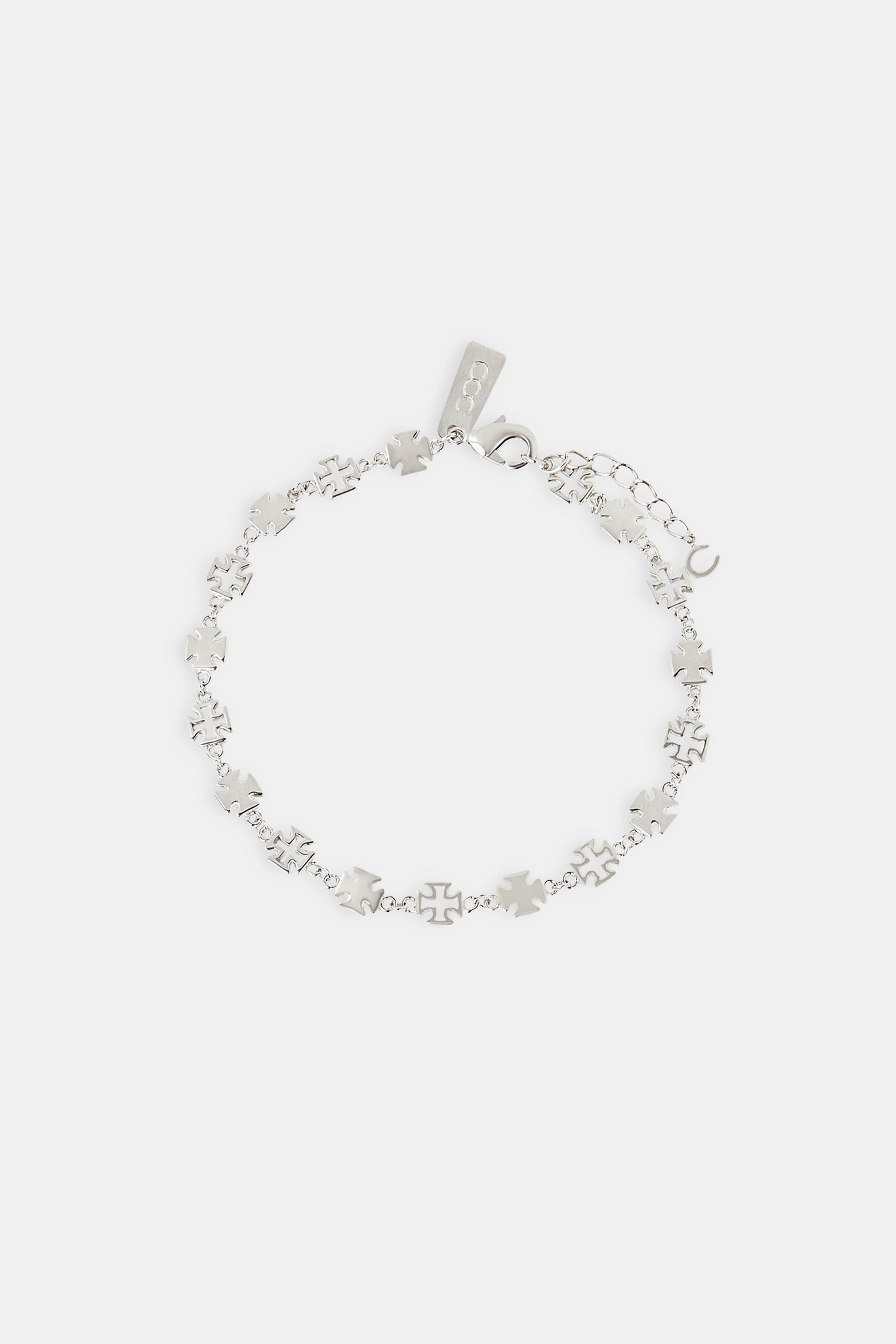 Polished Cross & Outline Connecting Bracelet - 6mm