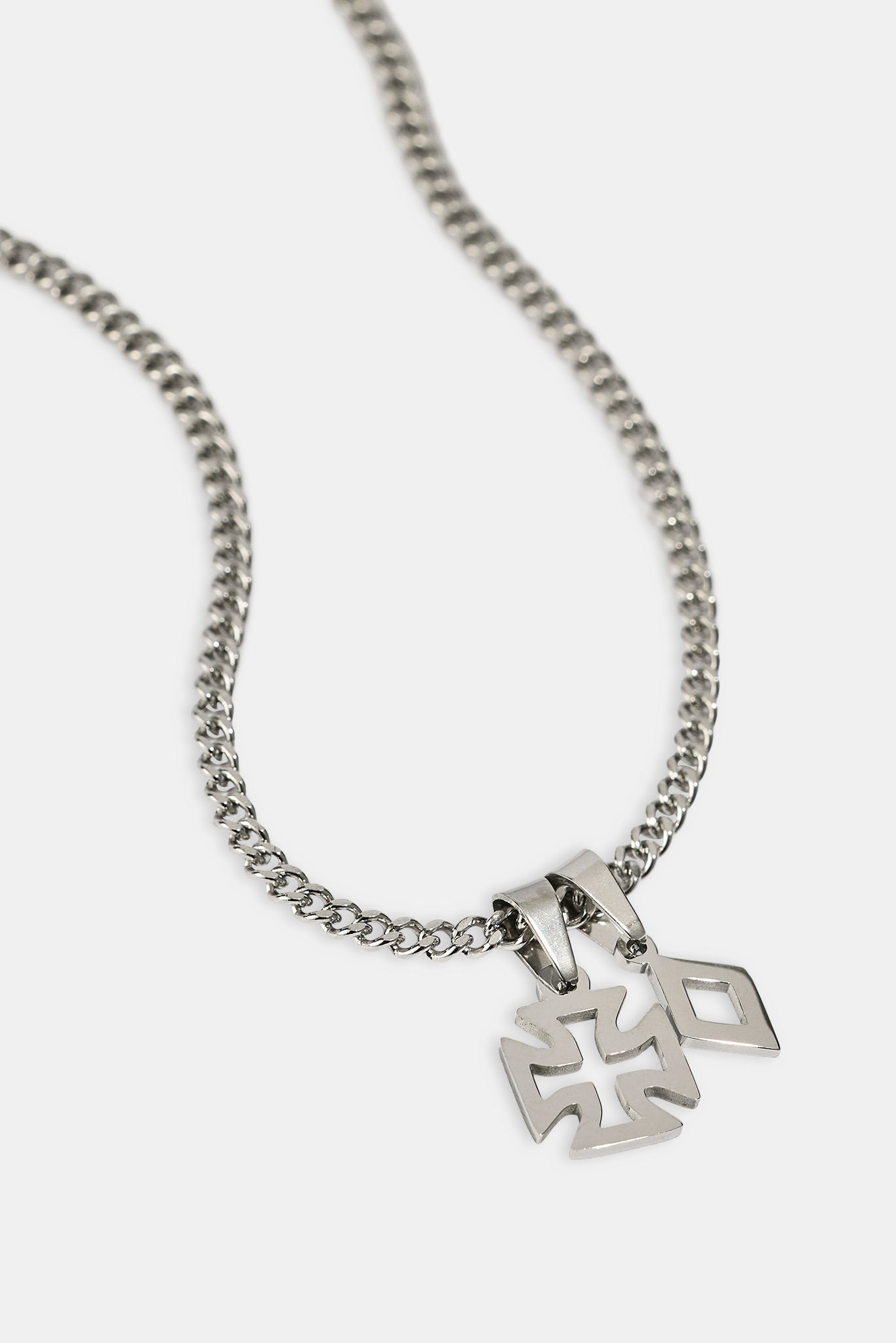 Polished Cross & Star Layered Necklace - 10mm