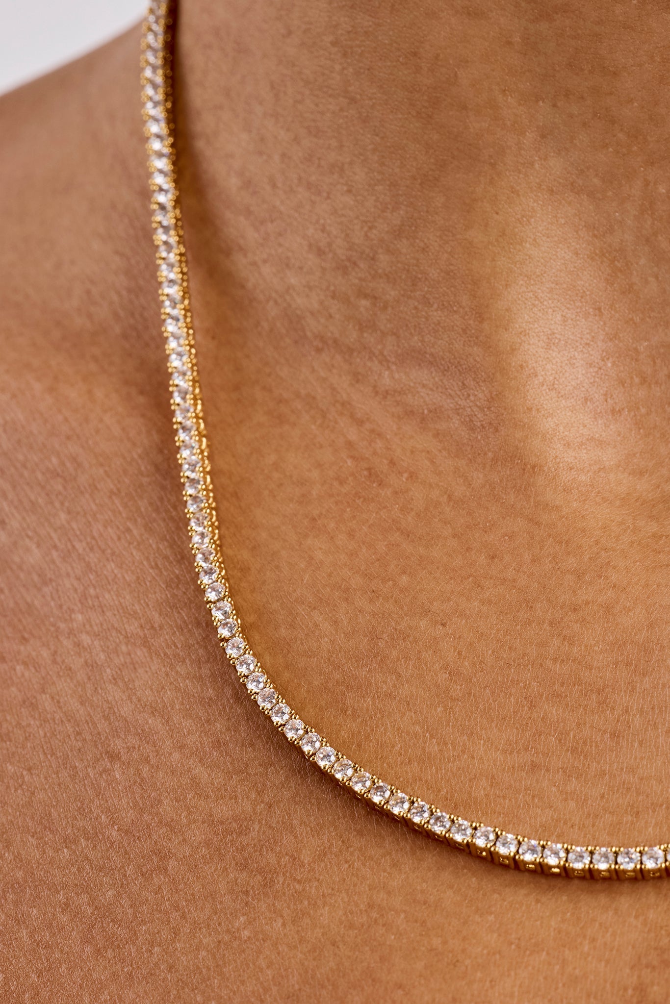 Clear CZ Tennis Chain - 2mm - Gold
