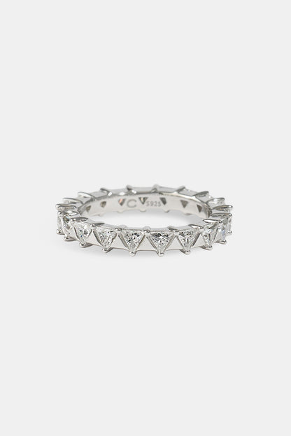 Polished & Iced Triangle Ring - 3mm - White Gold