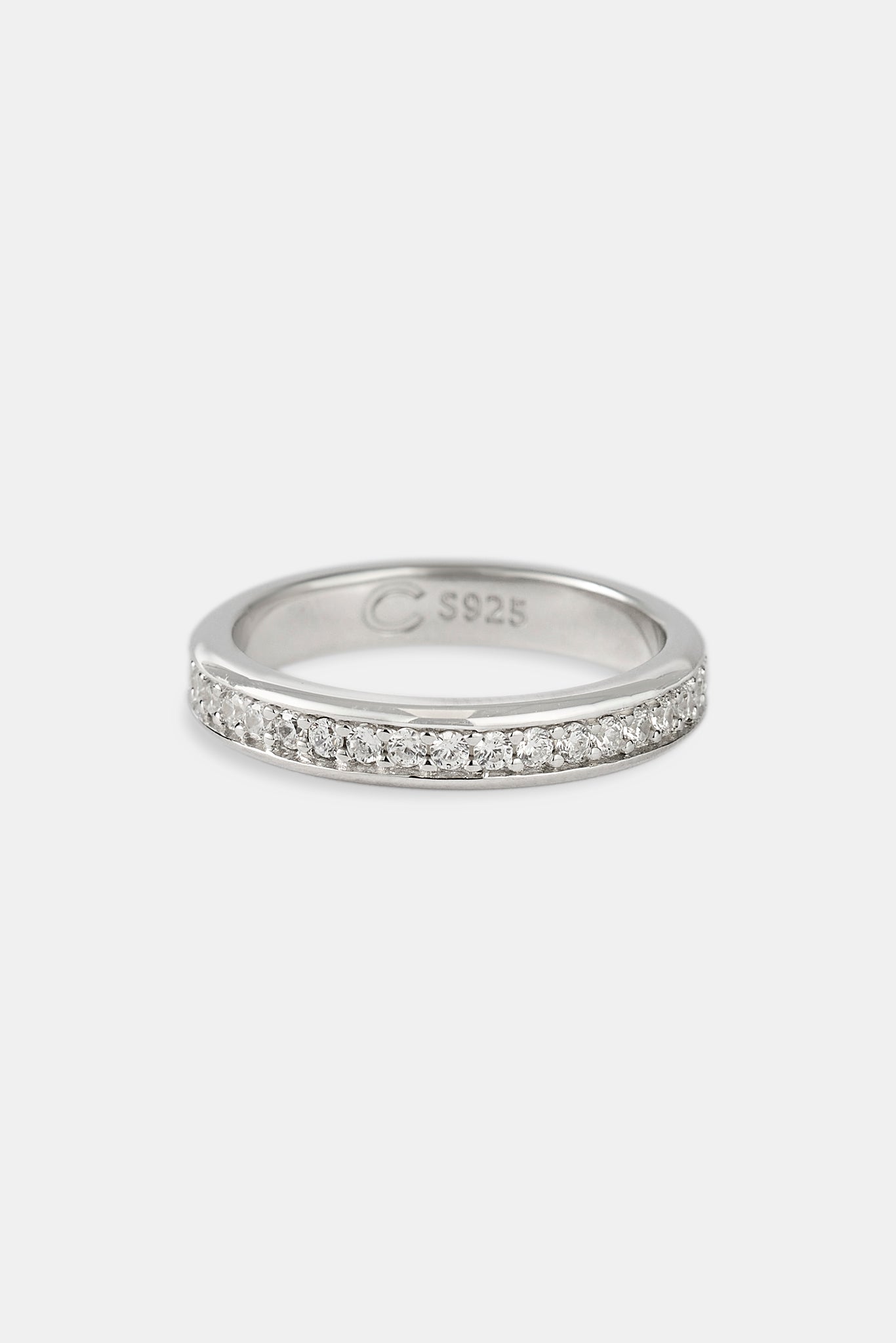 Iced Center Band Ring - 3.5mm - White