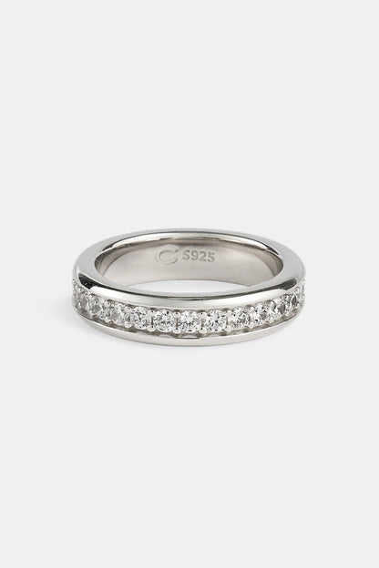 Iced Center Band Ring - 6mm - White