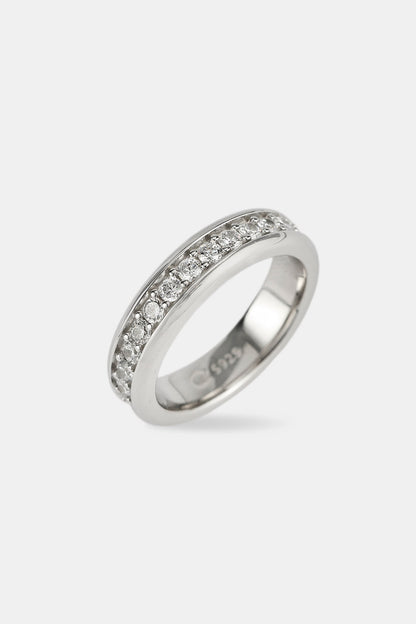 Iced Center Band Ring - 6mm - White