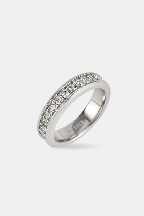 Iced Center Band Ring - 6mm - White