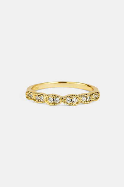 Iced Pear Band Ring - 3mm - Gold