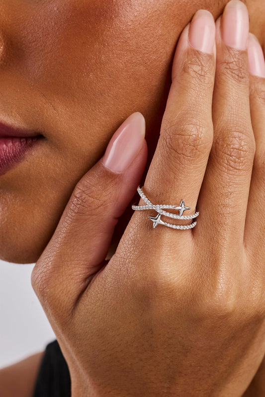 Star Band Ring - 1.5mm - White
