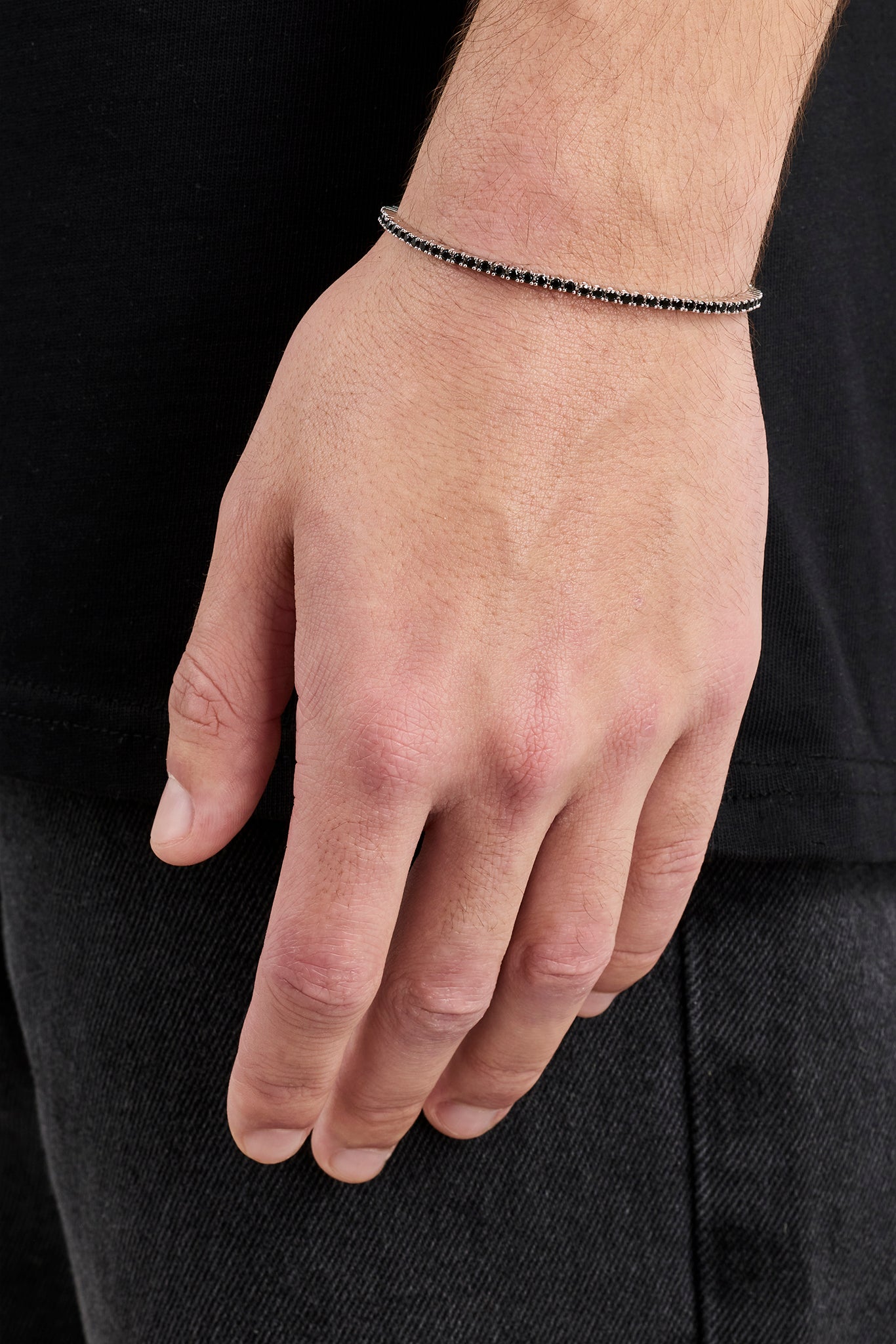 Black CZ Tennis Bracelet - 2mm - White