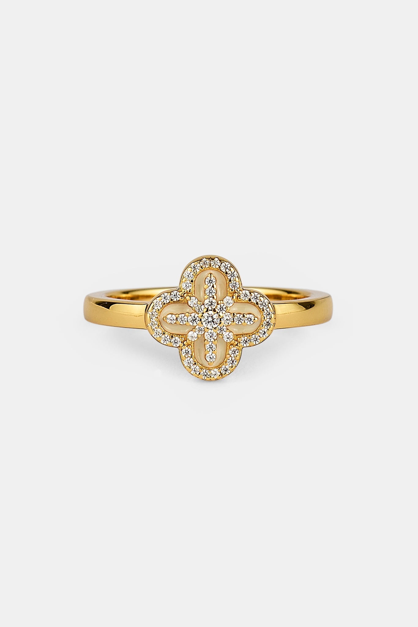 Star Motif Band Ring - 8mm - Gold