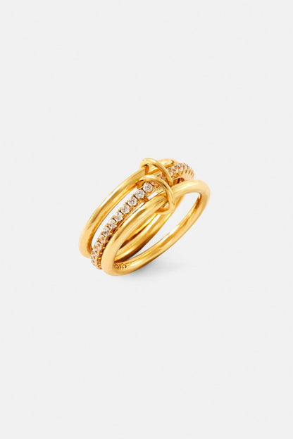 Triple Row Polished & Iced Mix Ring - 8mm