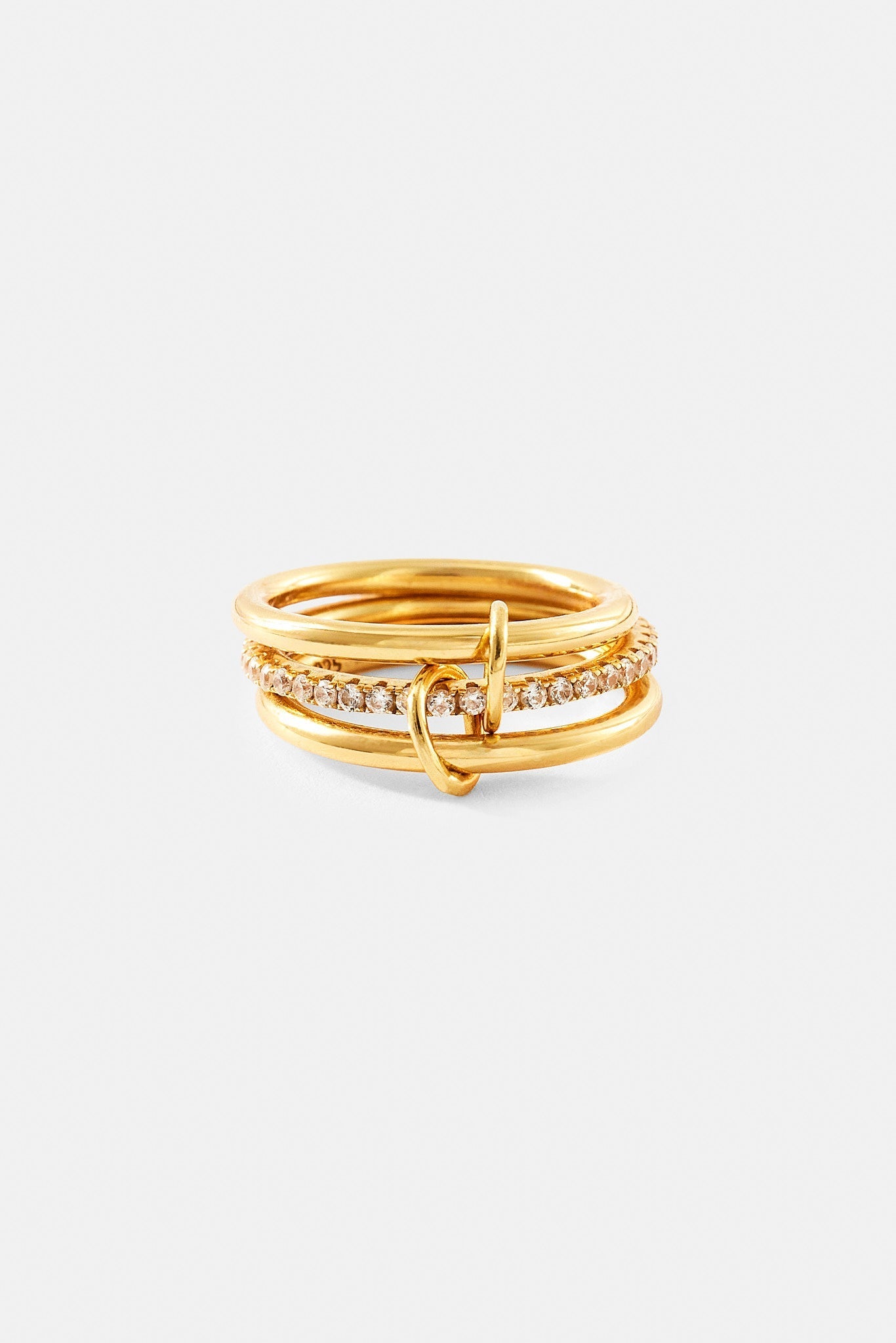 Triple Row Polished & Iced Mix Ring - 8mm