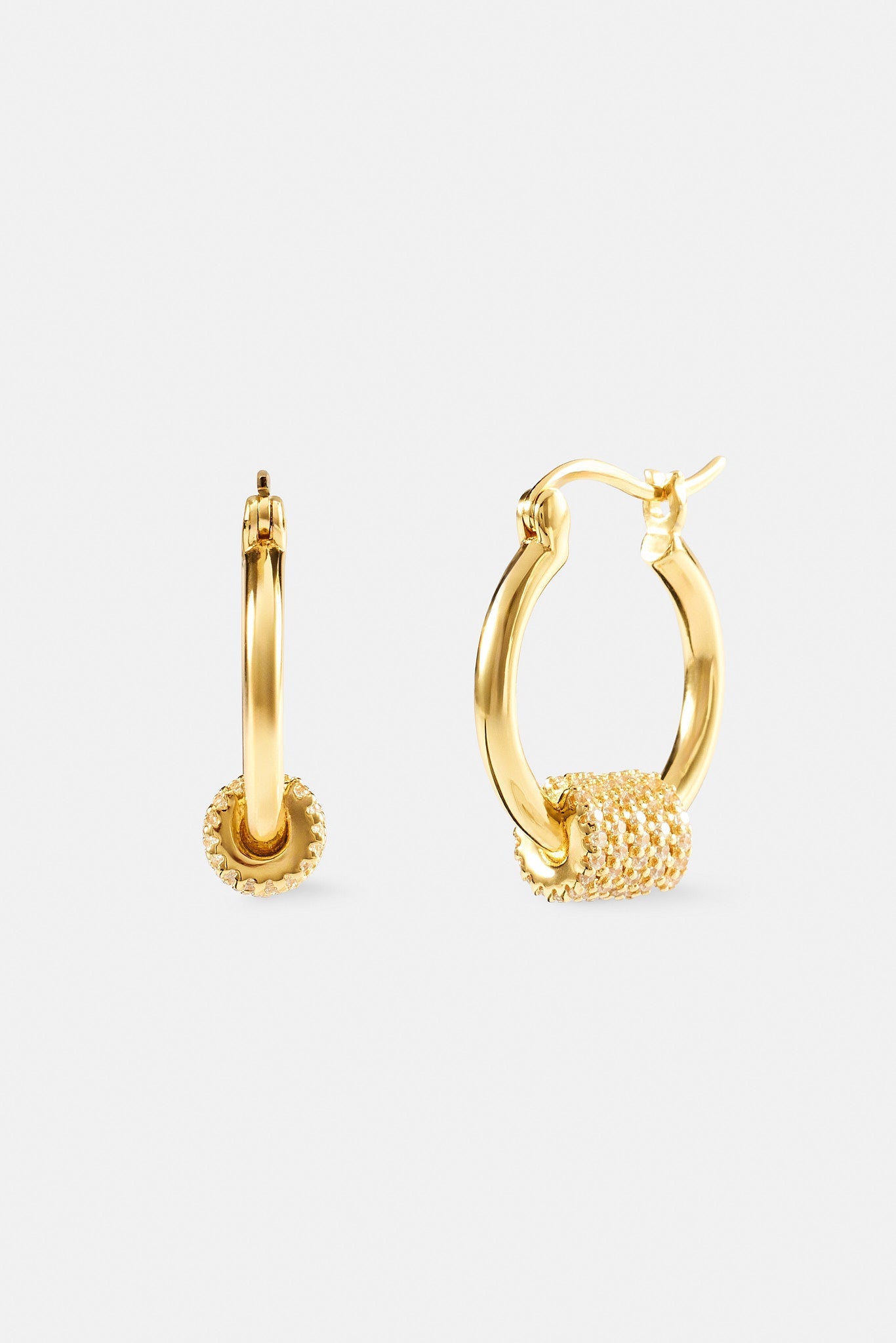 Polished Wrap Iced Hoop Earrings - 18mm