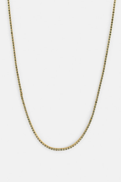 Light Green Micro Tennis Chain - 2.5mm - Gold