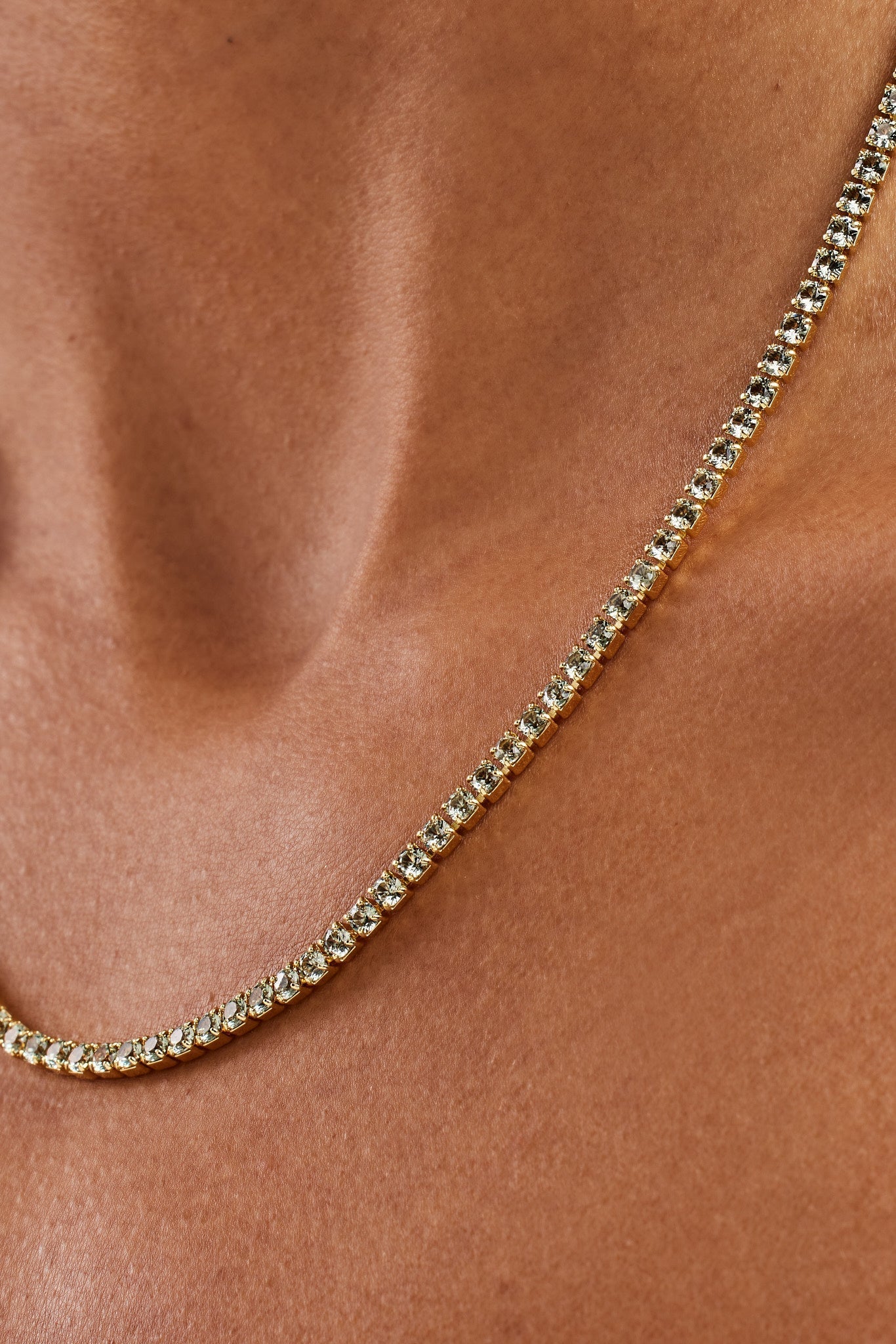 Light Green Micro Tennis Chain - 2.5mm - Gold