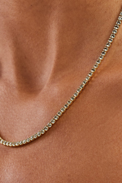 Light Green Micro Tennis Chain - 2.5mm - Gold