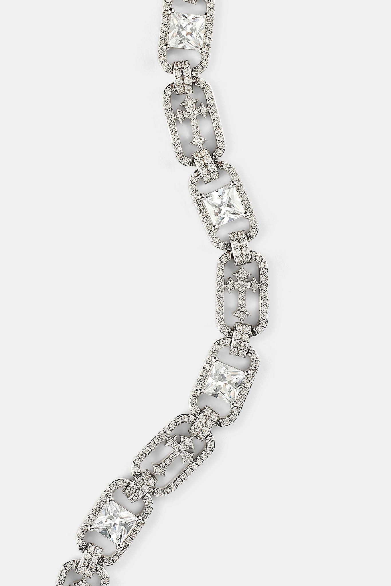 Iced Stone & Cross Link Bracelet - 8mm