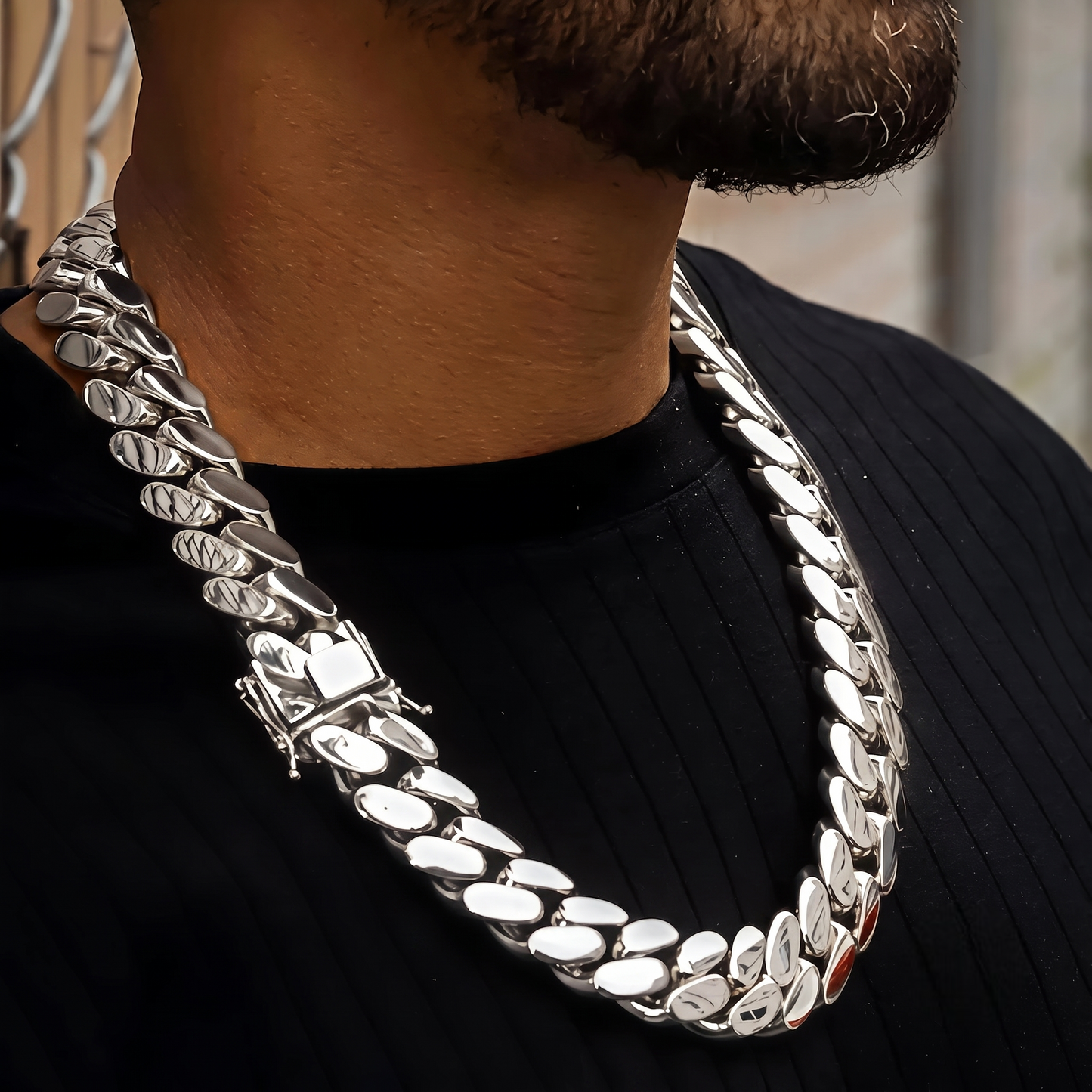 12mm Cuban chain and bracelet set, 18K White Gold（副本）备用