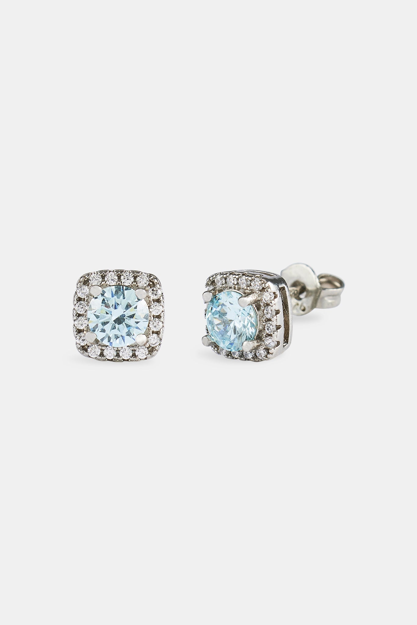 7mm Blue Iced Cluster Stud Earrings
