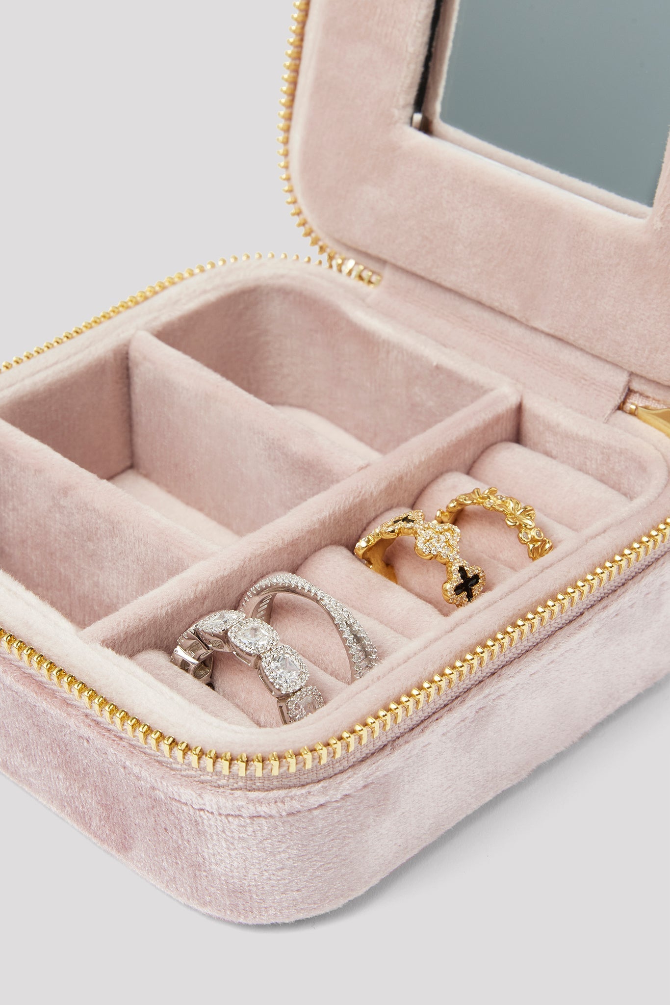 Cernucci Mirror Jewellery Travel Case - Pink