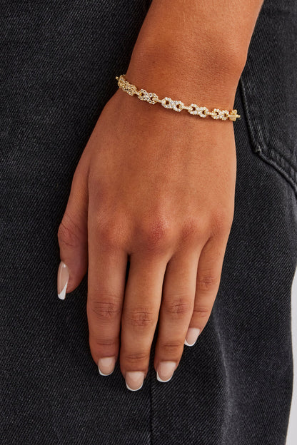 Iced Infinity Link Bracelet - Gold - 6mm