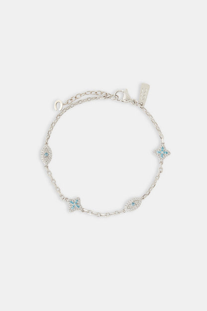 Blue CZ Baguette Motif Rolo Bracelet -  8mm