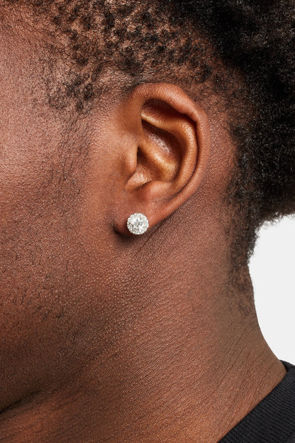 Clear CZ Cluster Round Stud Earrings - 8mm