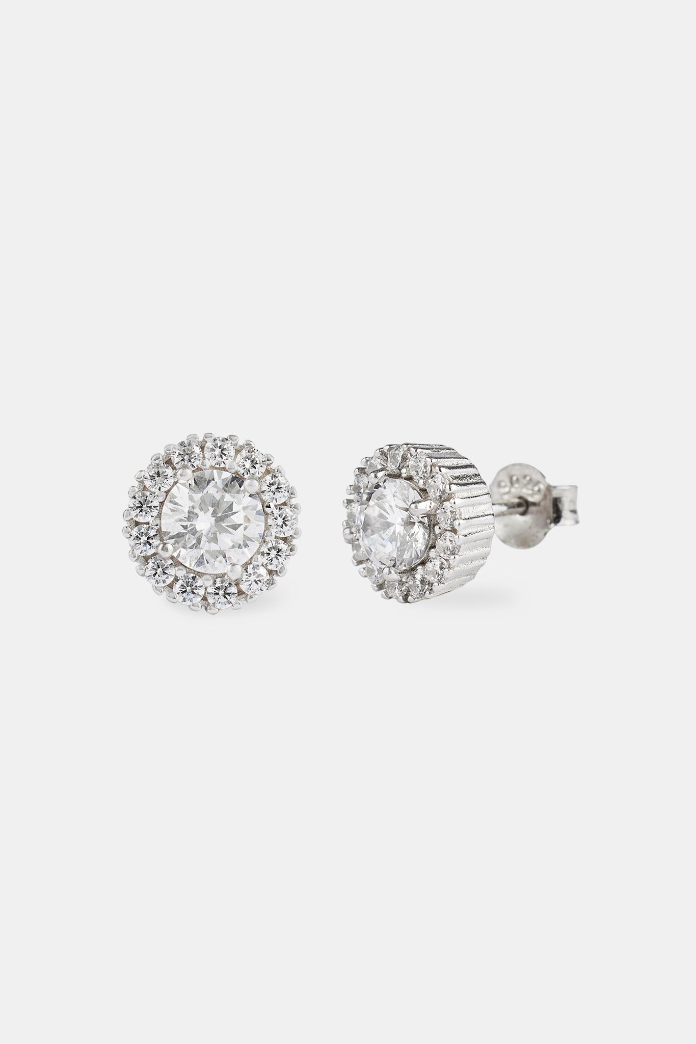 Clear CZ Cluster Round Stud Earrings - 8mm