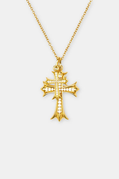 Double Iced Cross Necklace - 40mm