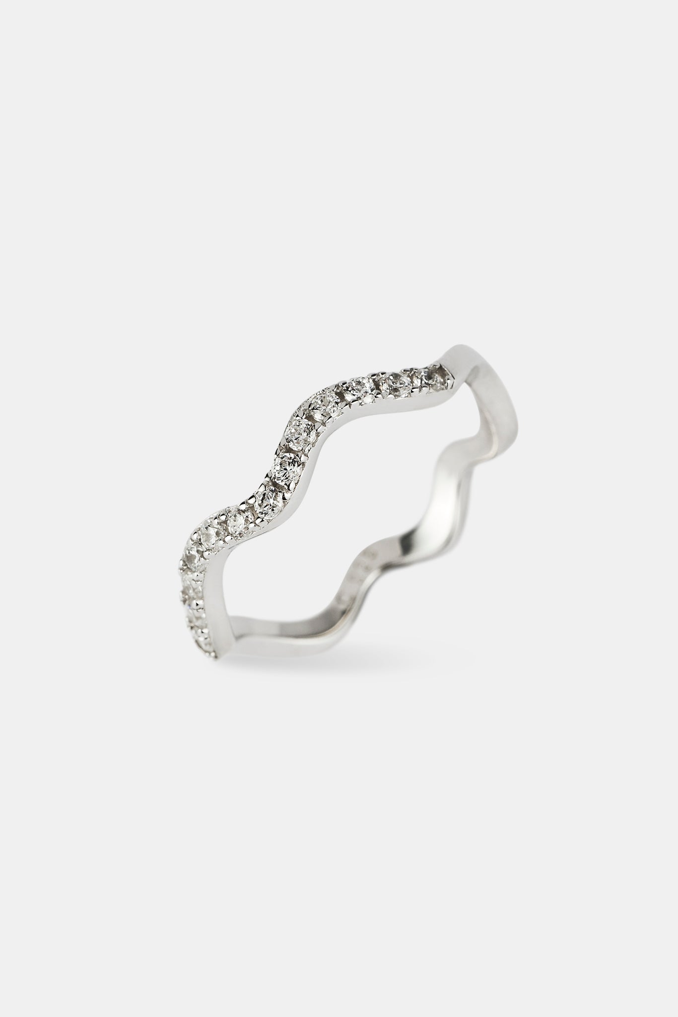 Iced Asymmetric Tennis Ring - 2mm - White Gold