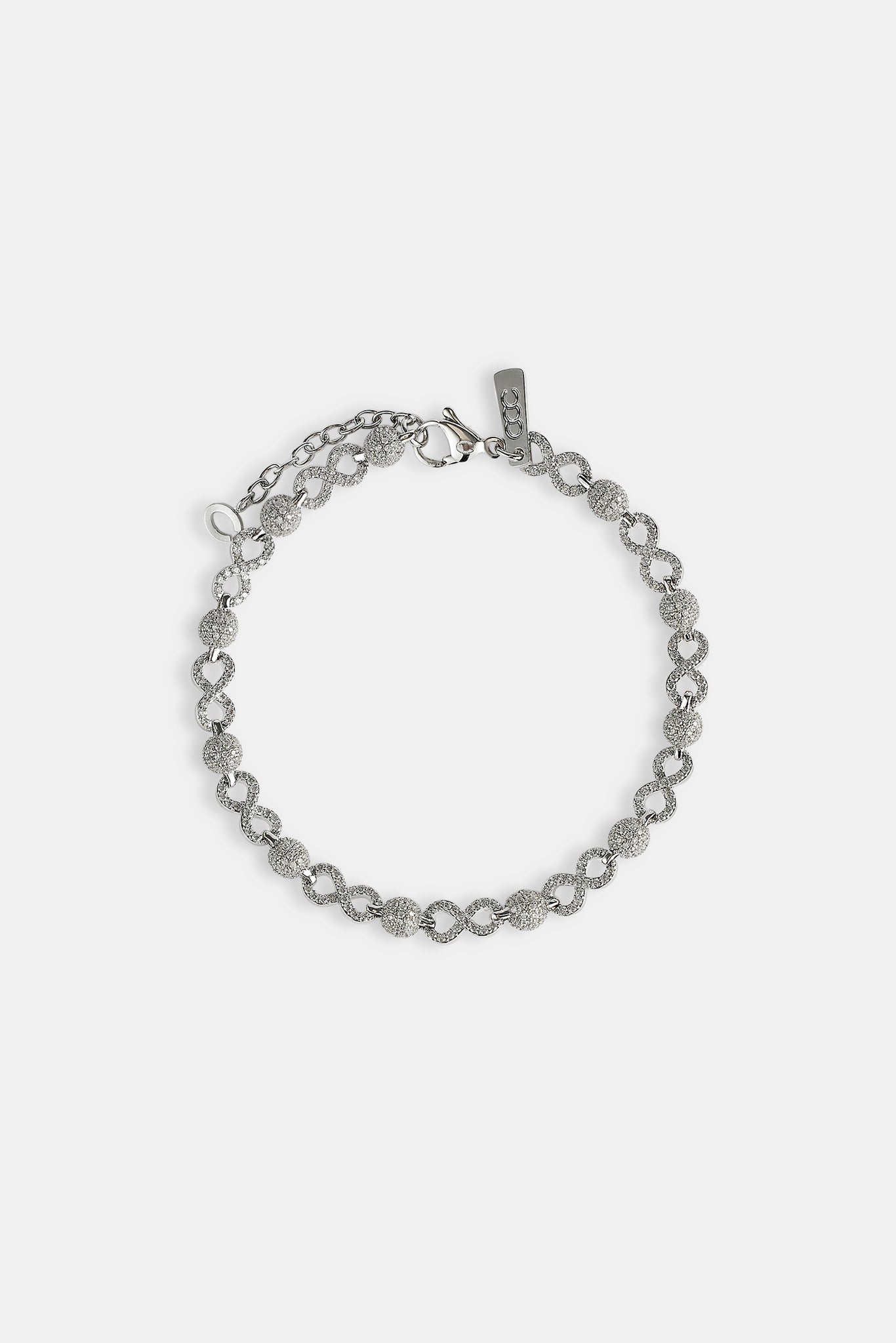 Iced Ball & Infinity Link Bracelet - 6mm